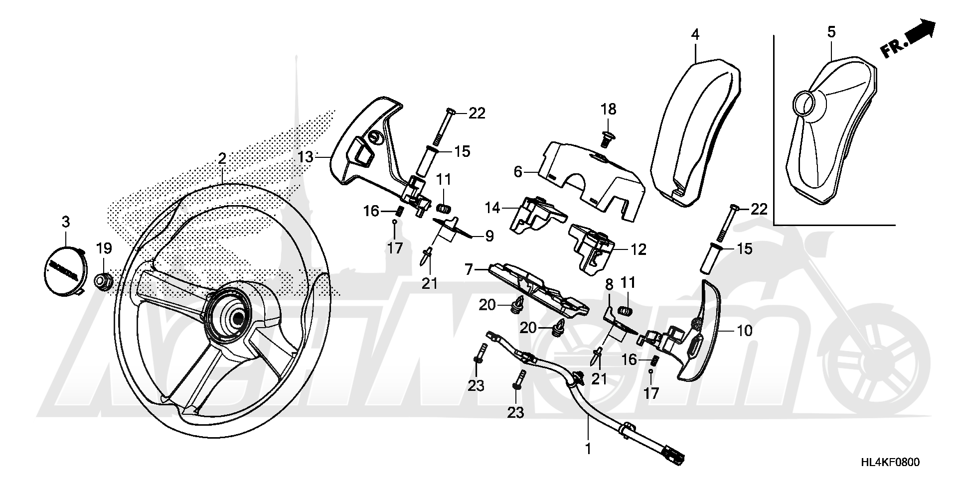 Запчасти для Квадроцикла Honda 2019 SXS1000M3L Раздел: STEERING WHEEL | рулевое колесо (руль)