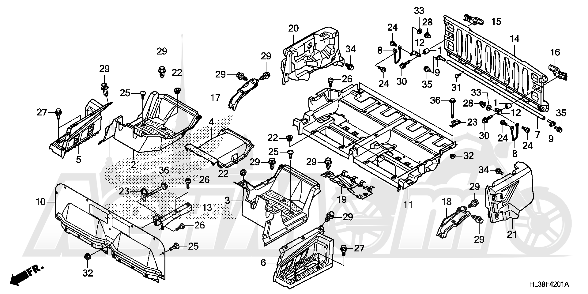 Запчасти для Квадроцикла Honda 2019 SXS700M2 Раздел: BED PLATE AND REAR GATE (2) | BED пластина и зад GATE (2)