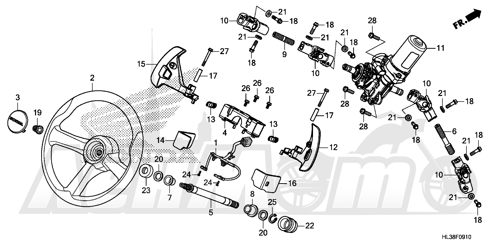 Запчасти для Квадроцикла Honda 2019 SXS700M2D Раздел: STEERING WHEEL AND STEERING | рулевое колесо (руль) и рулевое управление