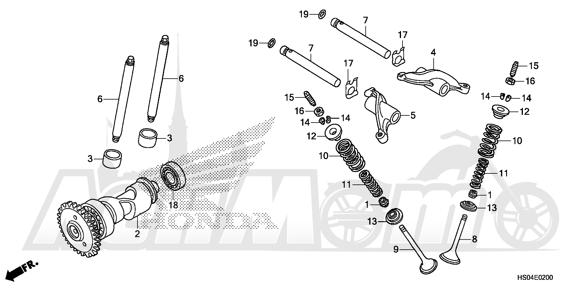 Запчасти для Квадроцикла Honda 2019 TRX250TE1 Раздел: CAMSHAFT AND VALVE | распредвал и клапан