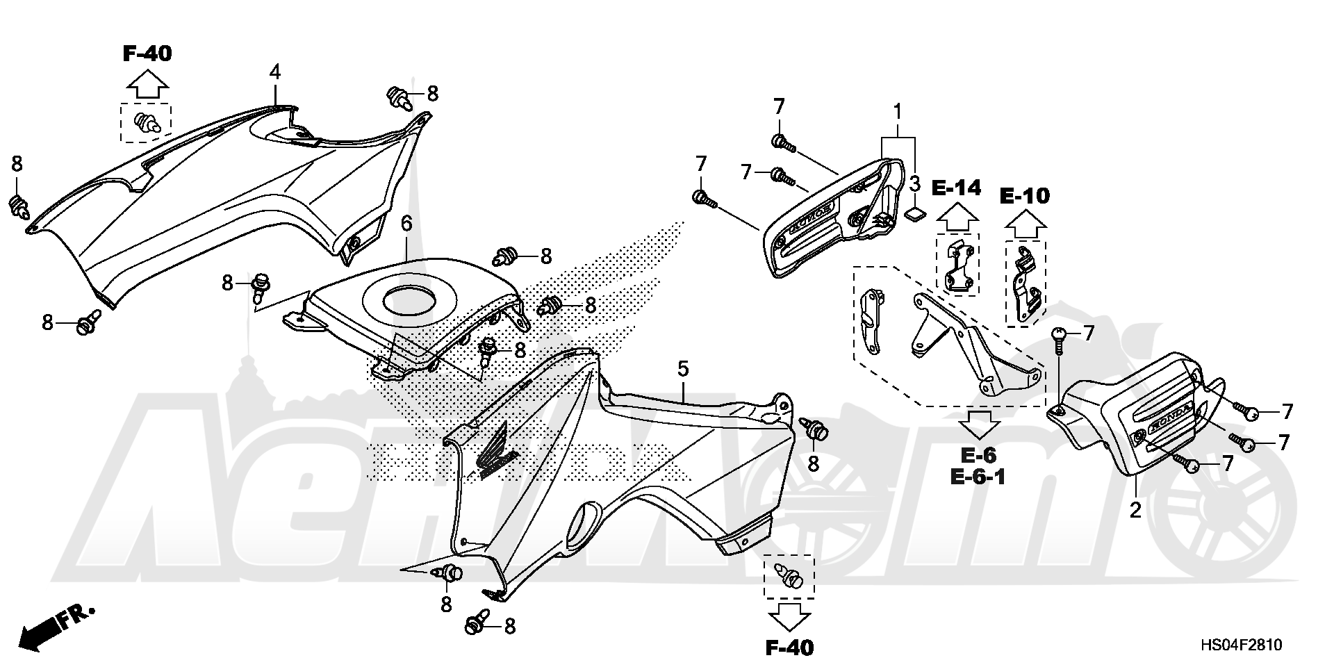 Запчасти для Квадроцикла Honda 2019 TRX250TE1 Раздел: SIDE COVER AND TANK COVER | боковая сторона крышка и бак крышка