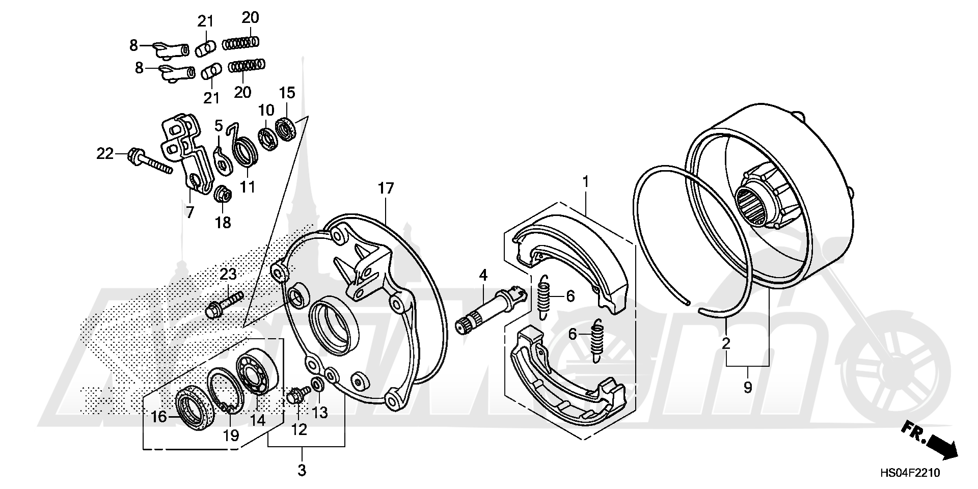 Запчасти для Квадроцикла Honda 2019 TRX250TM1 Раздел: REAR BRAKE DRUM | задний тормоз барабан