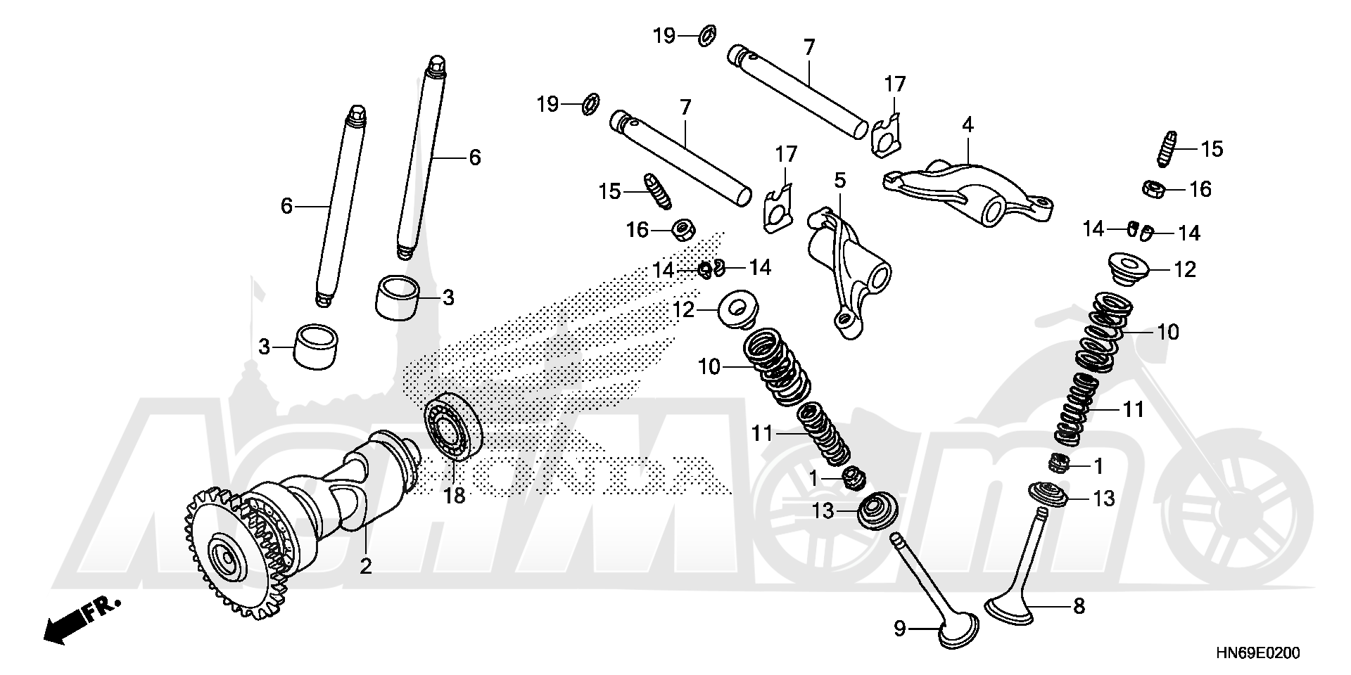 Запчасти для Квадроцикла Honda 2019 TRX250X Раздел: CAMSHAFT AND VALVE | распредвал и клапан