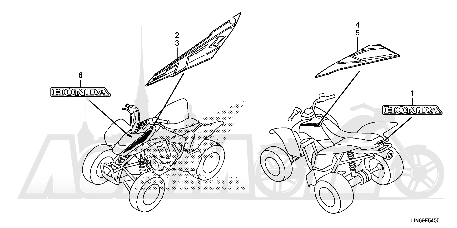 Запчасти для Квадроцикла Honda 2019 TRX250X Раздел: MARK | знак