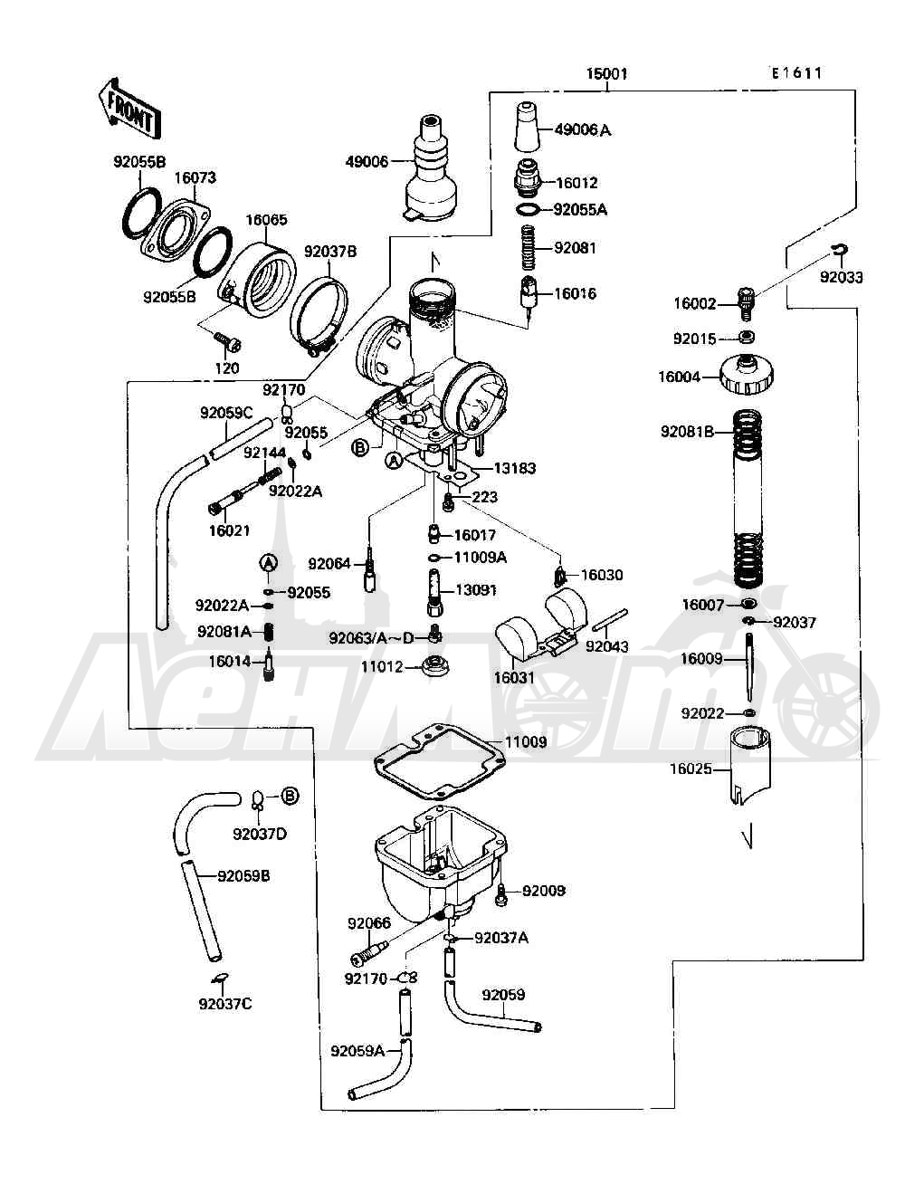 Запчасти для Квадроцикла Kawasaki 1989 BAYOU 220 (KLF220-A2) Раздел: CARBURETOR | карбюратор