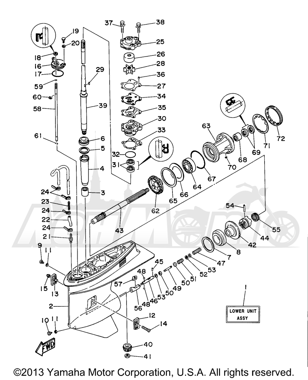 Запчасти для Лодочного мотора Yamaha 1999 P60TLHX Раздел: LOWER CASING DRIVE 1 | нижний CASING привод 1