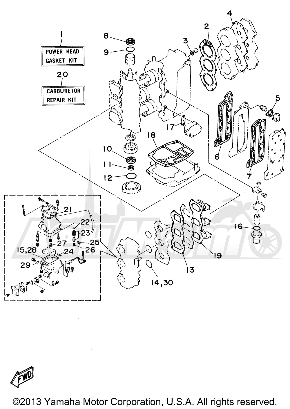 Запчасти для Лодочного мотора Yamaha 1999 P60TLHX Раздел: REPAIR KIT 1 | ремкомплект 1