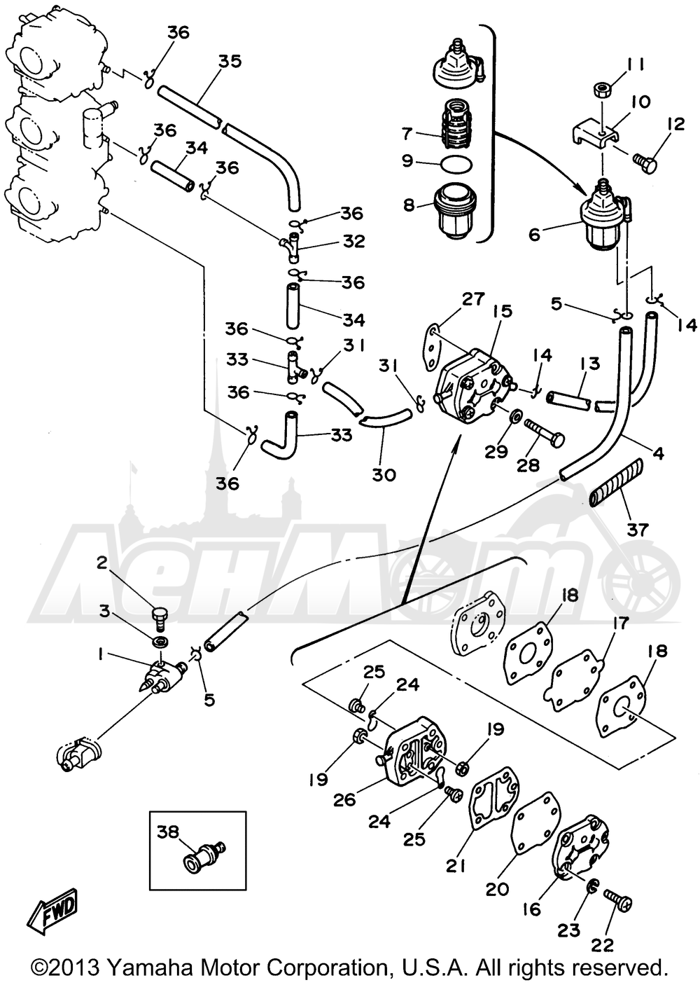 Запчасти для Лодочного мотора Yamaha 1999 P60TLHX Раздел: FUEL | топливо