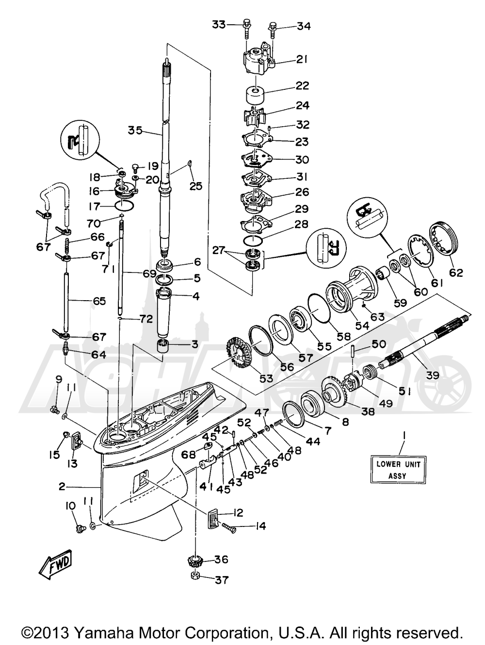 Запчасти для Лодочного мотора Yamaha 1999 P75TLHX Раздел: LOWER CASING DRIVE 1 | нижний CASING привод 1