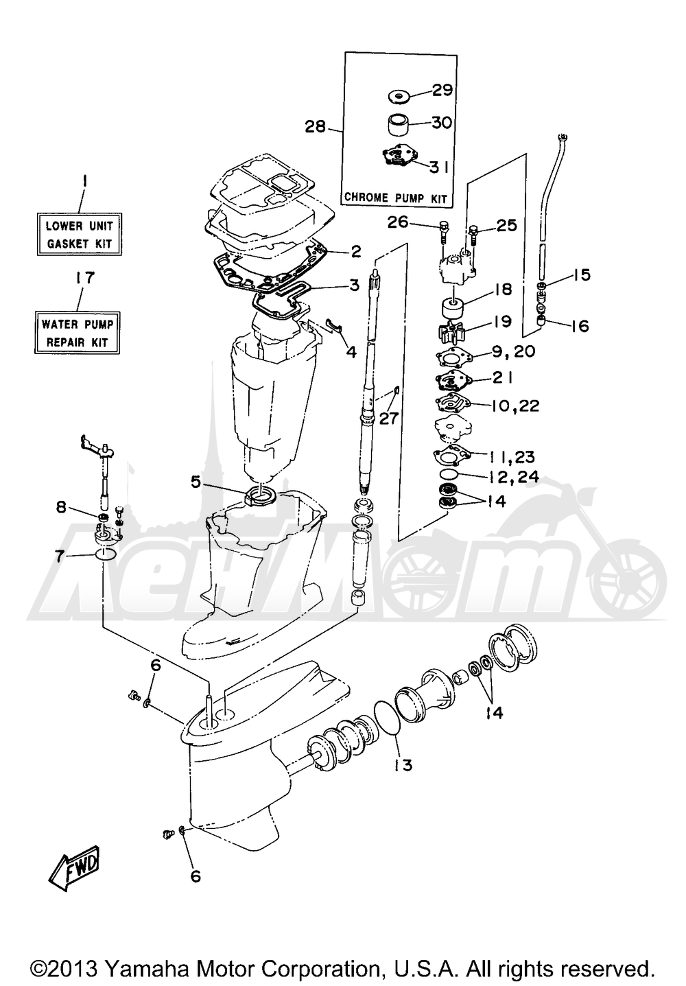 Запчасти для Лодочного мотора Yamaha 1999 P75TLHX Раздел: REPAIR KIT 2 | ремкомплект 2