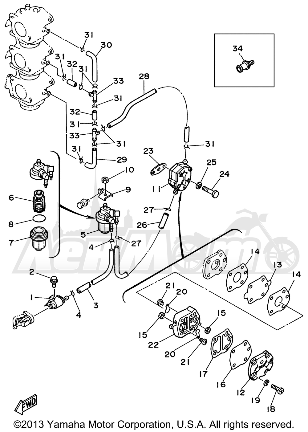 Запчасти для Лодочного мотора Yamaha 1999 P75TLHX Раздел: FUEL | топливо