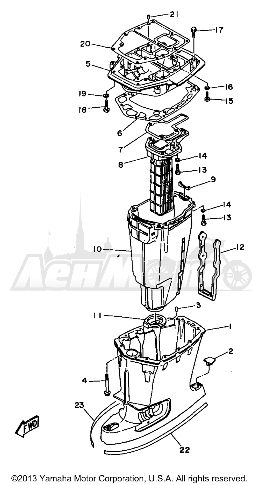 Запчасти для Лодочного мотора Yamaha 1999 P75TLHX Раздел: UPPER CASING | верхний CASING