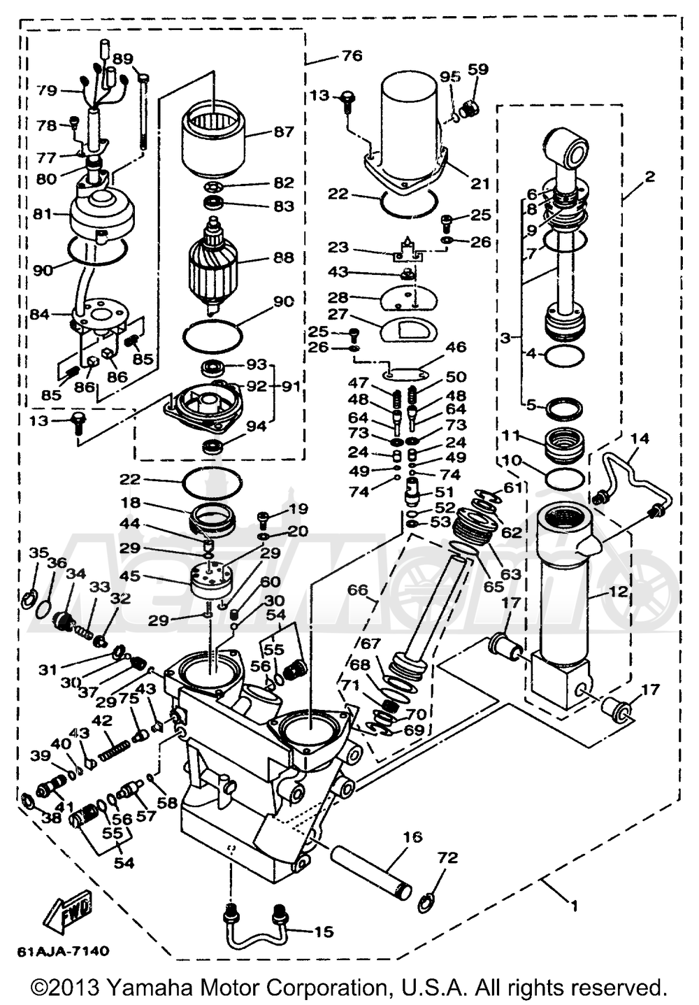 Запчасти для Лодочного мотора Yamaha 1999 S250TURX/S225TURX/L225TXRX/L250TXRX/L250TURX/S225TXRX/S250TXRX Раздел: POWER TRIM TILT ASSEMBLY | мощность регулировка наклона в сборе