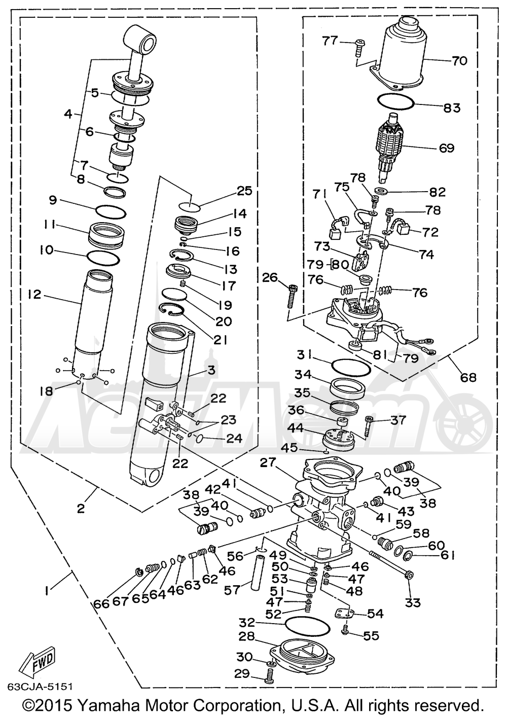 Запчасти для Лодочного мотора Yamaha 1999 T50TLRX/F50TLRX/F40TLRX Раздел: POWER TRIM & TILT ASSEMBLY | мощность обшивка, оболочка & наклон в сборе