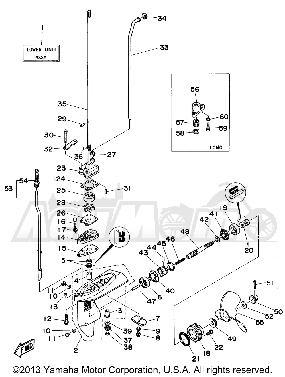 Запчасти для Лодочного мотора Yamaha 1998 5MSHW/4MLHW/5MLHW/4MSHW Раздел: LOWER CASING DRIVE 1 | нижний CASING привод 1
