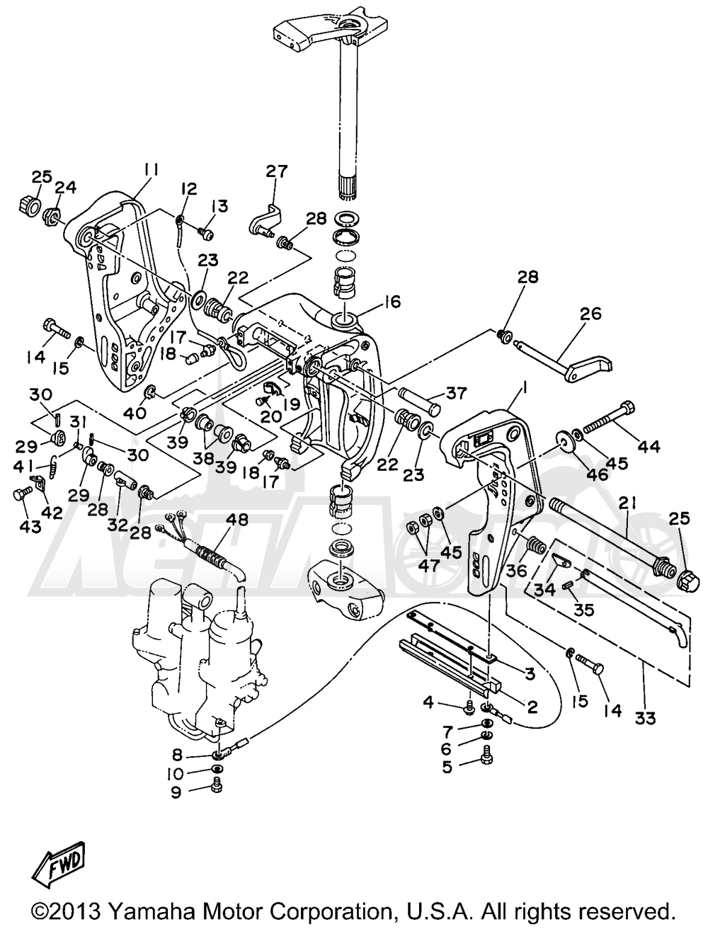 Запчасти для Лодочного мотора Yamaha 1998 70TLRW Раздел: BRACKET 1 | опора, кронштейн 1