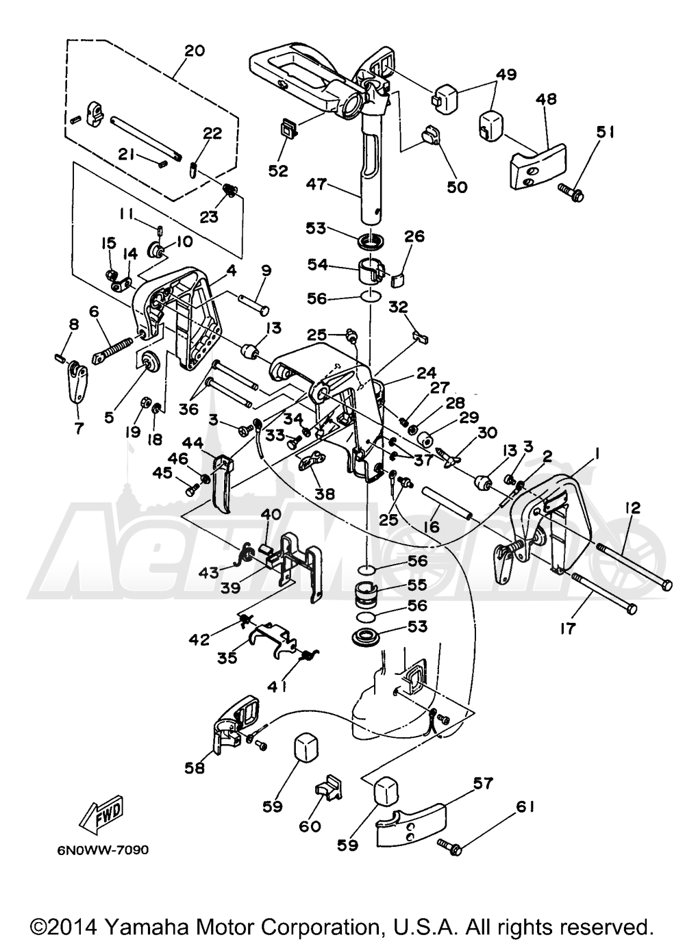 Запчасти для Лодочного мотора Yamaha 1998 8MSHW/8MLHW Раздел: BRACKET 1 | опора, кронштейн 1