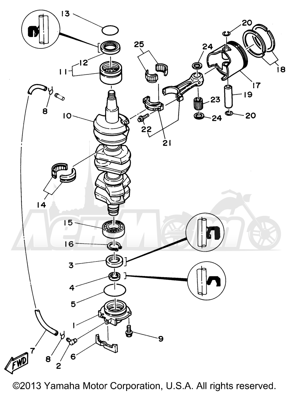 Запчасти для Лодочного мотора Yamaha 1998 90TLRW/90TJRW/B90TLRW Раздел: CRANKSHAFT PISTON | коленвал поршень