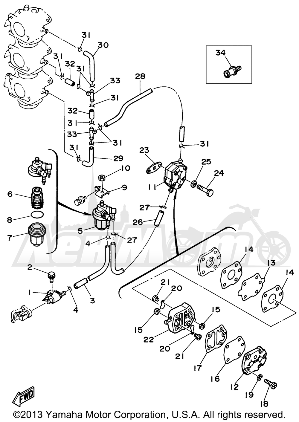 Запчасти для Лодочного мотора Yamaha 1998 90TLRW/90TJRW/B90TLRW Раздел: FUEL | топливо