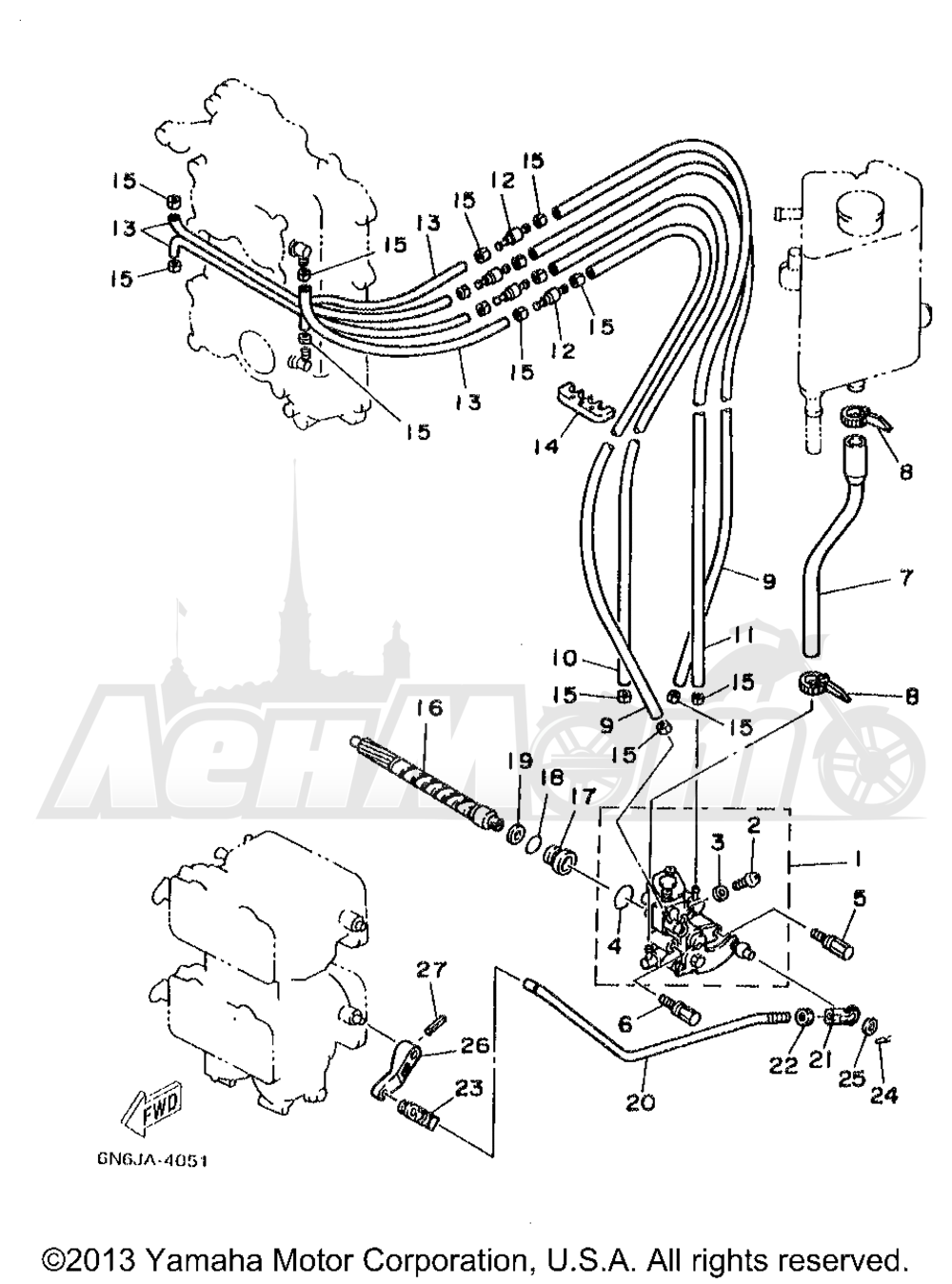 Запчасти для Лодочного мотора Yamaha 1998 B115TLRW Раздел: OIL PUMP | маслянный насос