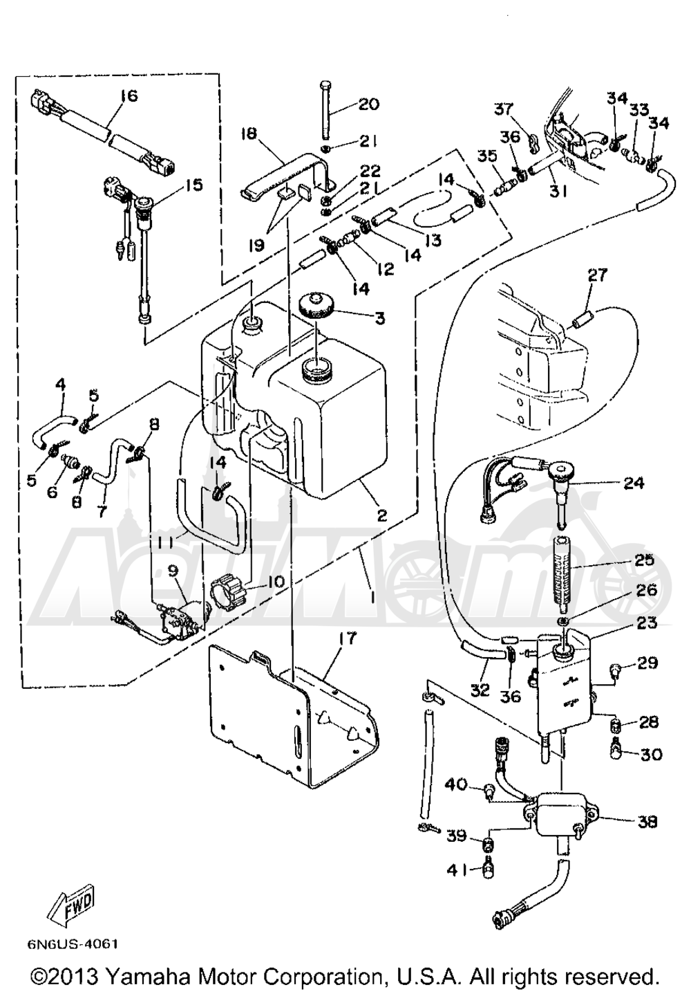 Запчасти для Лодочного мотора Yamaha 1998 B115TLRW Раздел: OIL TANK | маслобак