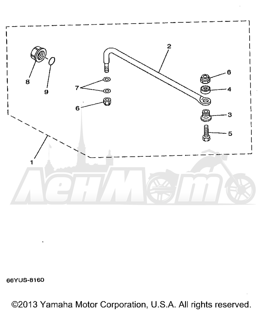 Запчасти для Лодочного мотора Yamaha 1998 B115TLRW Раздел: STEERING GUIDE ATTACHMENT 1 | рулевое управление направляющая ATTACHMENT 1