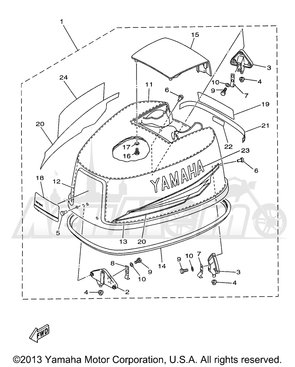 Запчасти для Лодочного мотора Yamaha 1998 C115TXRW/C115TLRW Раздел: TOP COWLING | верх обтекатель