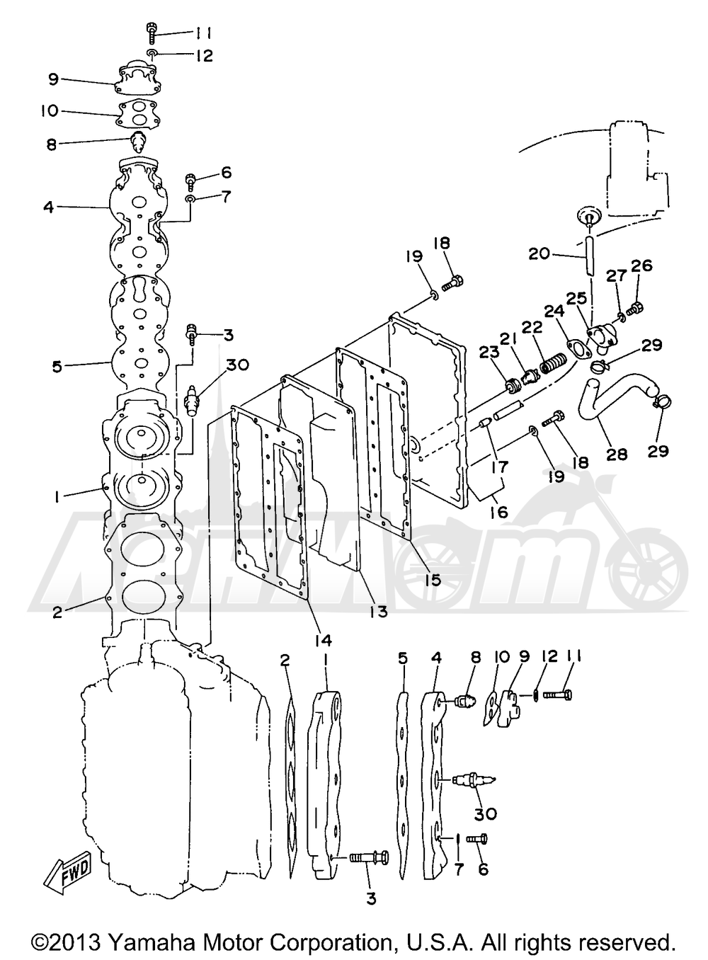 Запчасти для Лодочного мотора Yamaha 1998 C150TXRW/C150TLRW Раздел: CYLINDER CRANKCASE 2 | цилиндр картер 2