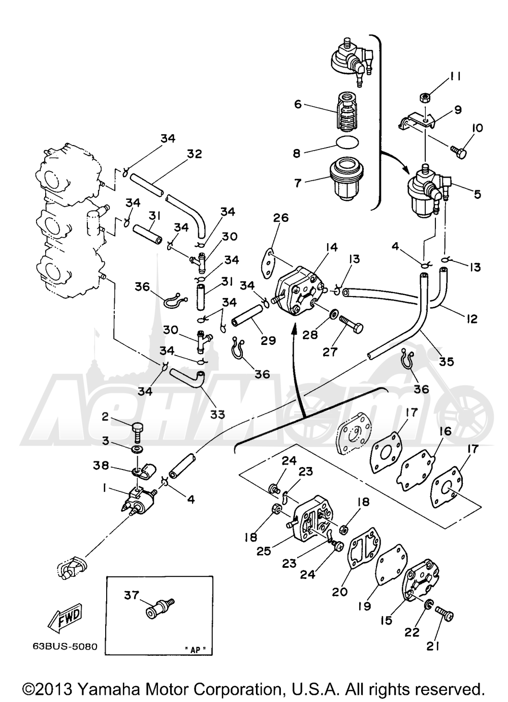 Запчасти для Лодочного мотора Yamaha 1998 C40TLRW Раздел: FUEL | топливо