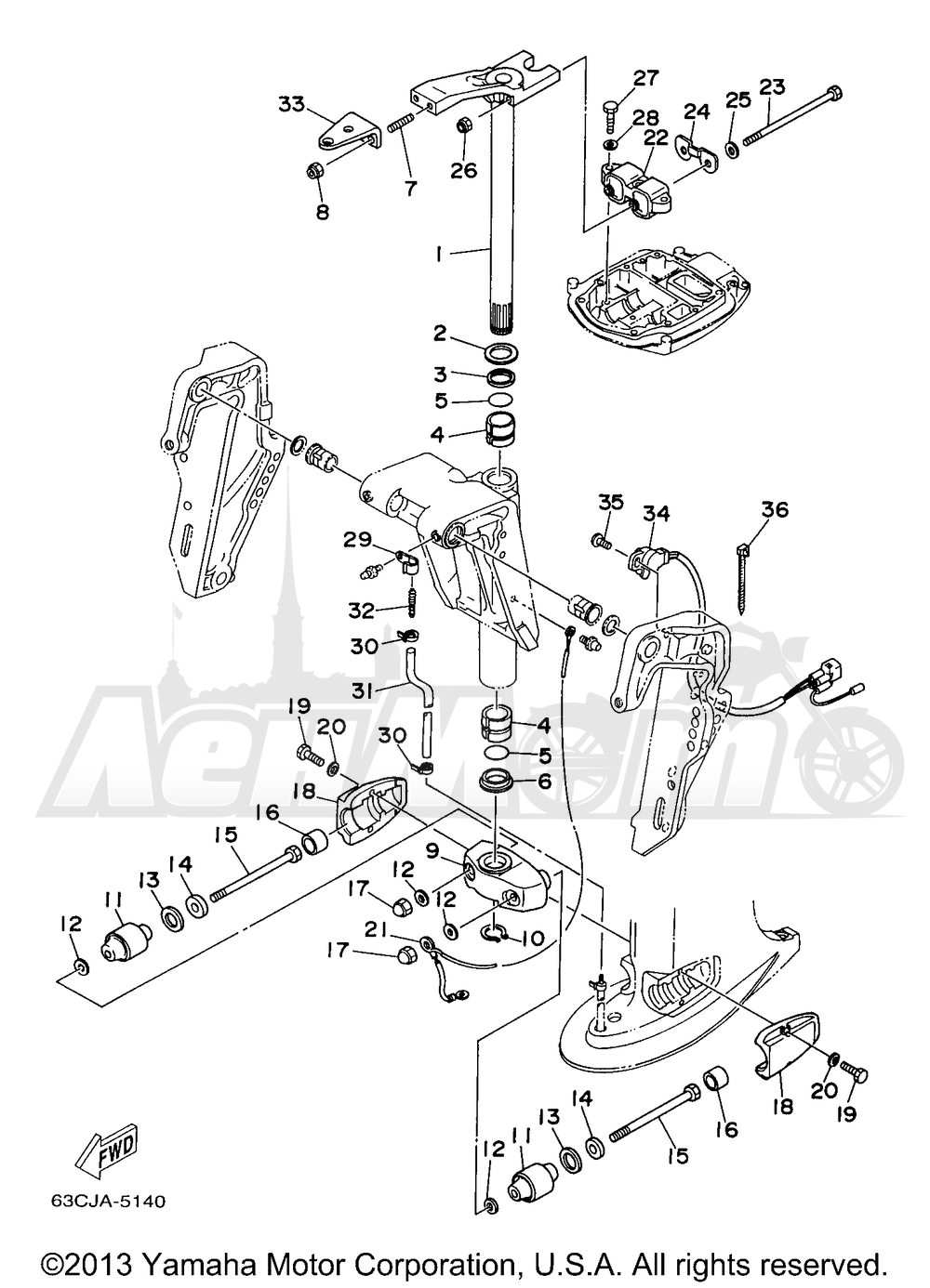 Запчасти для Лодочного мотора Yamaha 1998 C40TLRW Раздел: BRACKET 2 | опора, кронштейн 2