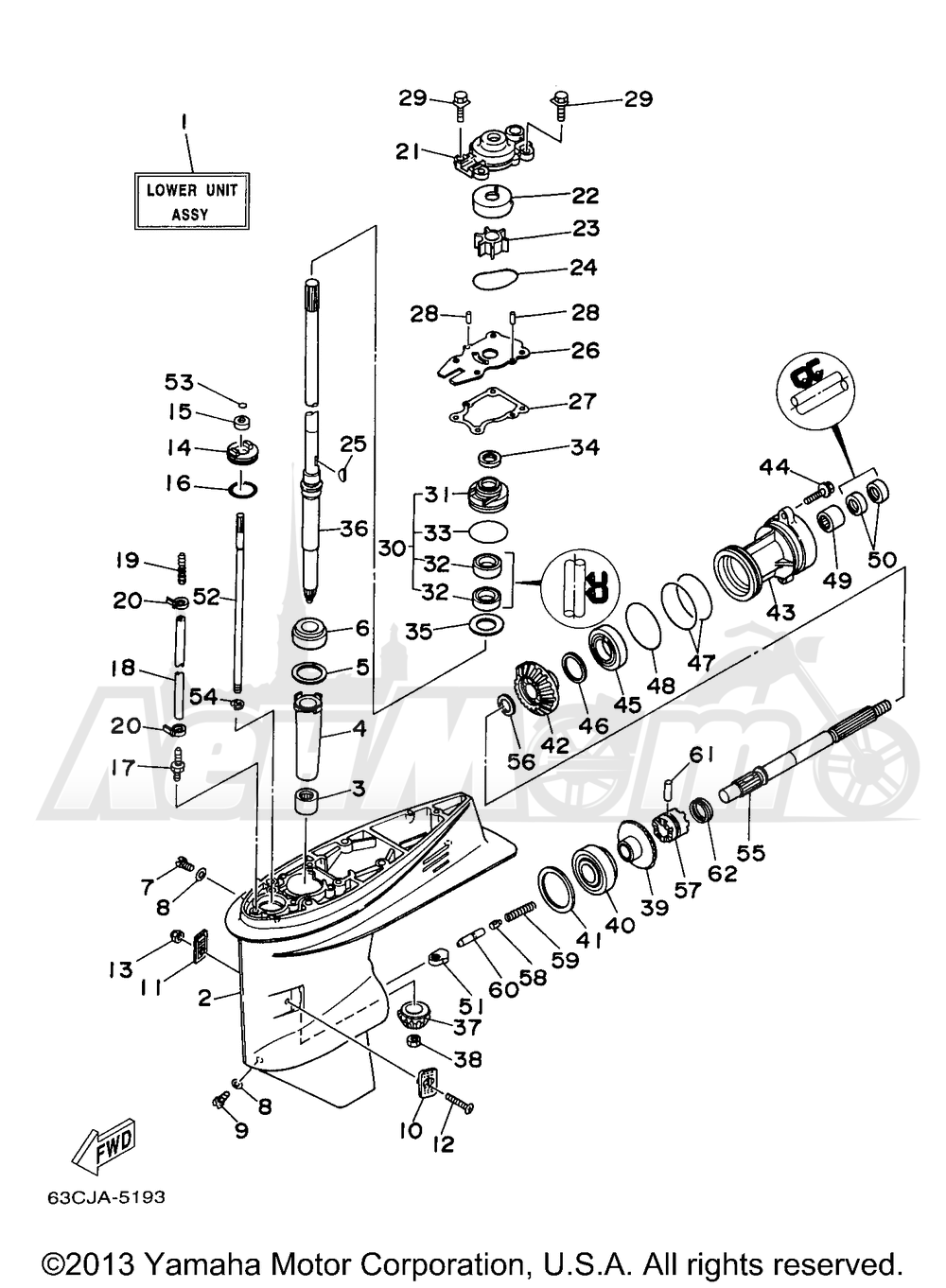 Запчасти для Лодочного мотора Yamaha 1998 C40TLRW Раздел: LOWER CASING DRIVE 1 | нижний CASING привод 1