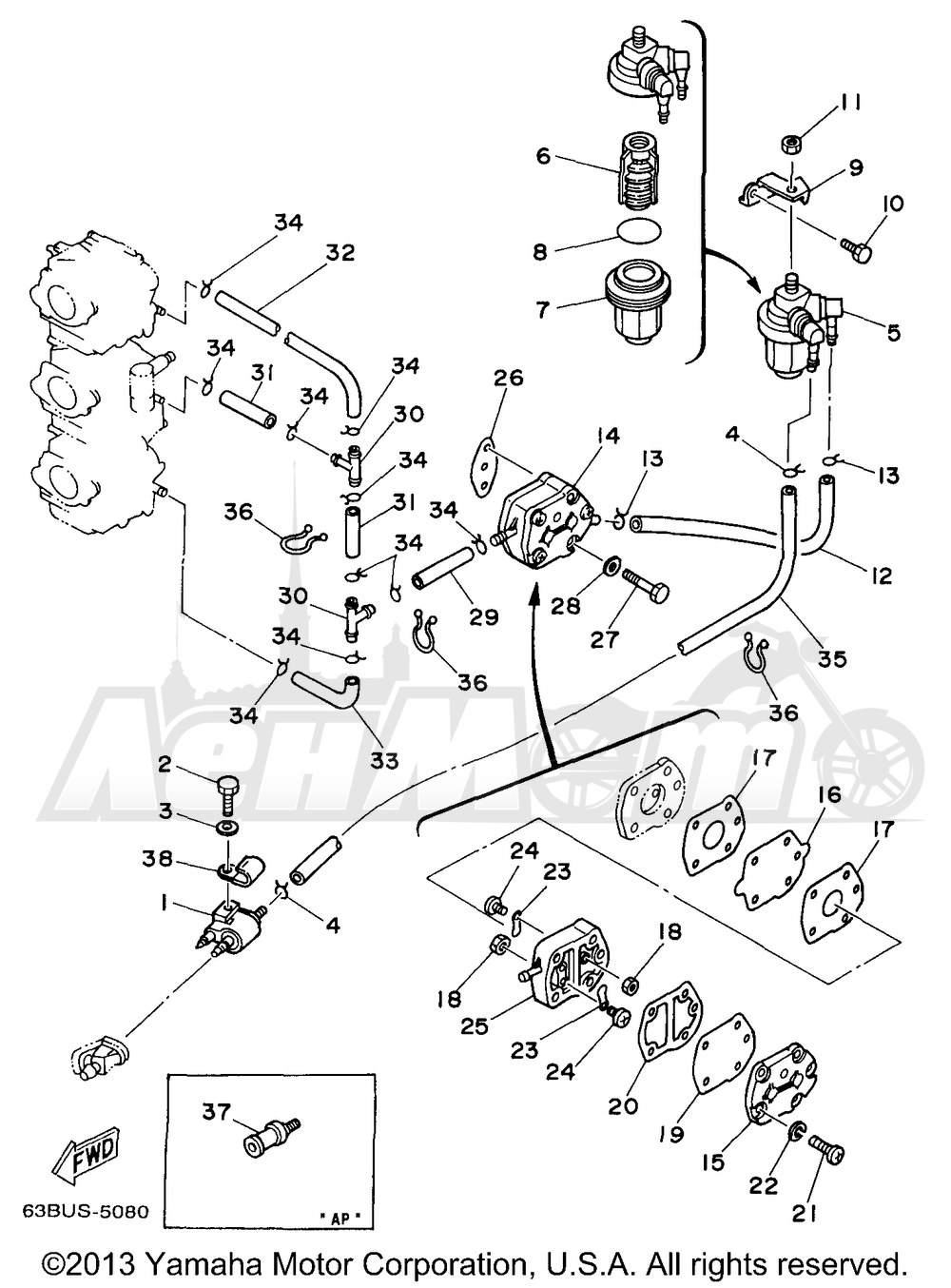 Запчасти для Лодочного мотора Yamaha 1998 C50TLRW Раздел: FUEL | топливо