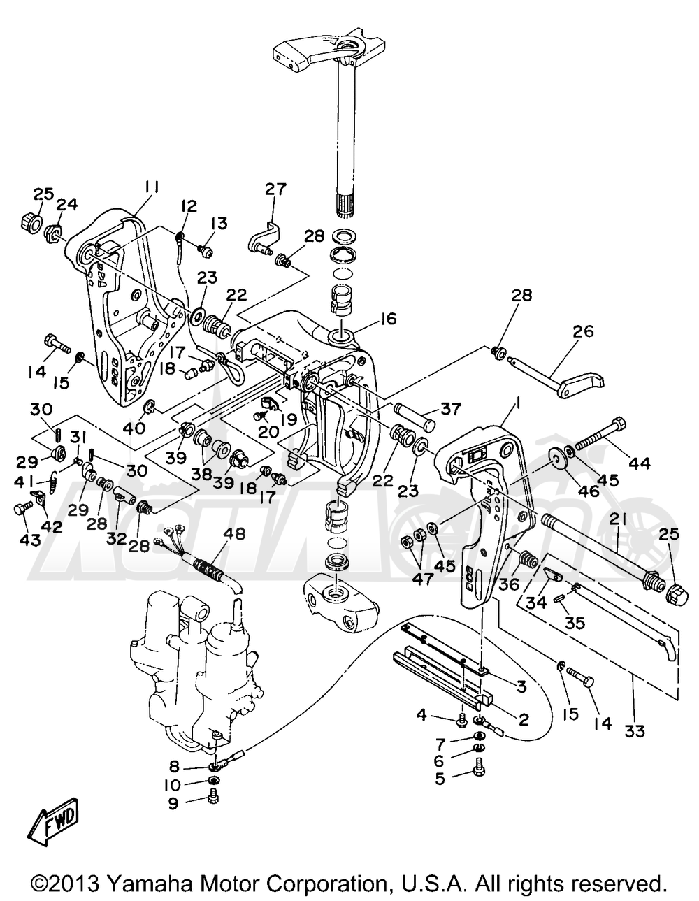 Запчасти для Лодочного мотора Yamaha 1998 C75TLRW Раздел: BRACKET 1 | опора, кронштейн 1