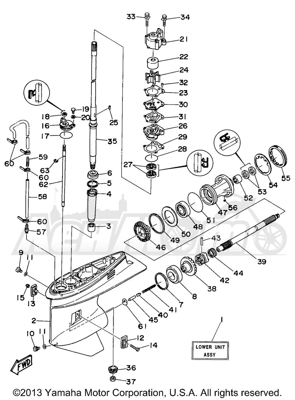 Запчасти для Лодочного мотора Yamaha 1998 C75TLRW Раздел: LOWER CASING DRIVE 1 | нижний CASING привод 1