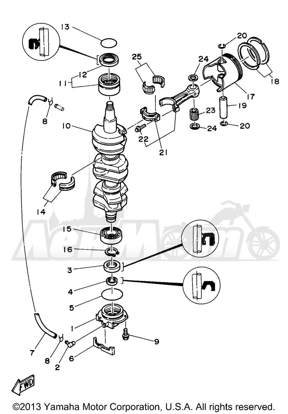 Запчасти для Лодочного мотора Yamaha 1998 C75TLRW Раздел: CRANKSHAFT PISTON | коленвал поршень