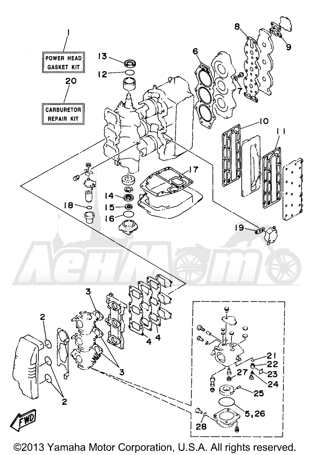 Запчасти для Лодочного мотора Yamaha 1998 C75TLRW Раздел: REPAIR KIT 1 | ремкомплект 1