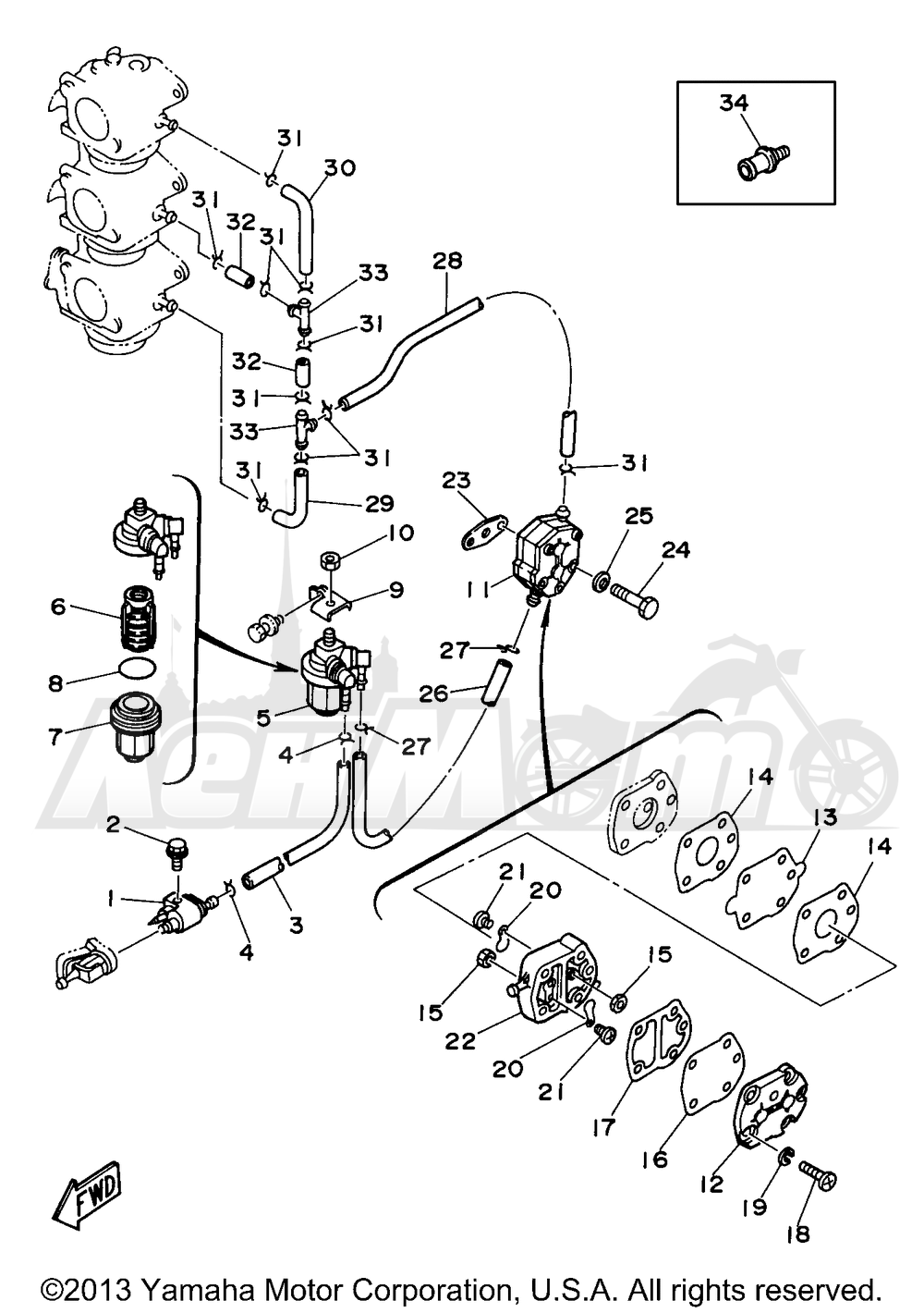 Запчасти для Лодочного мотора Yamaha 1998 C75TLRW Раздел: FUEL | топливо