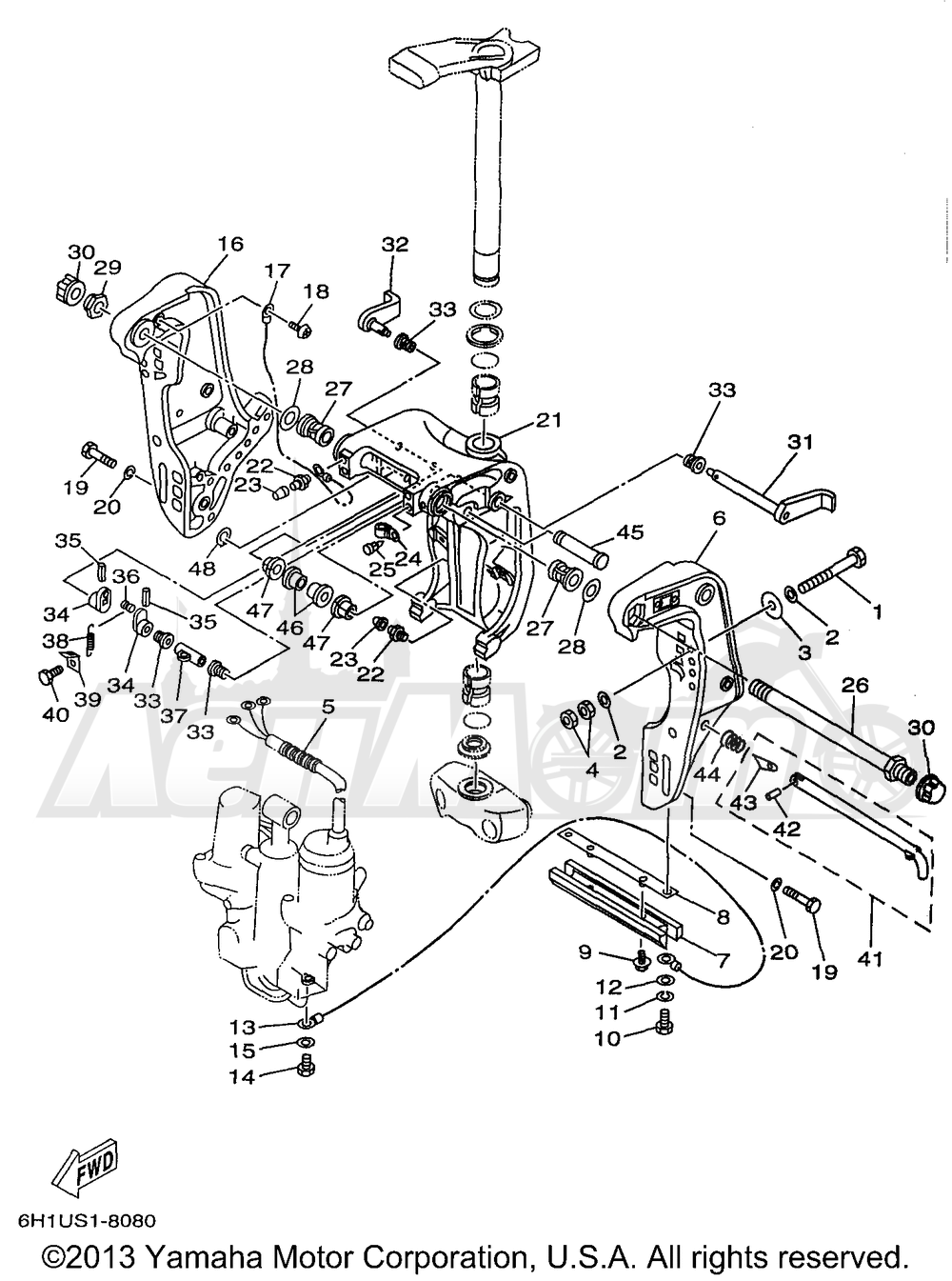 Запчасти для Лодочного мотора Yamaha 1998 C90TLRW Раздел: BRACKET 1 | опора, кронштейн 1
