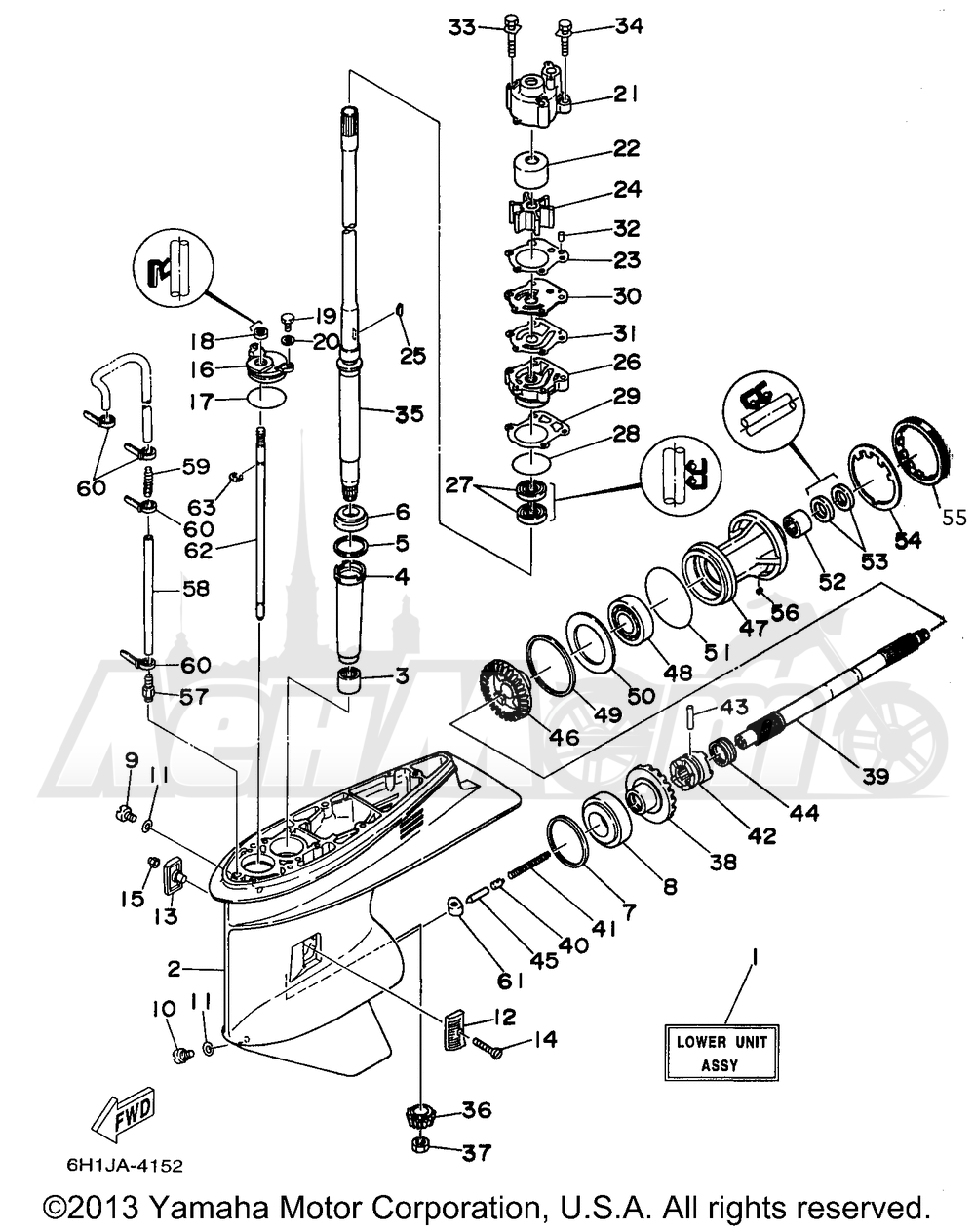 Запчасти для Лодочного мотора Yamaha 1998 C90TLRW Раздел: LOWER CASING DRIVE 1 | нижний CASING привод 1