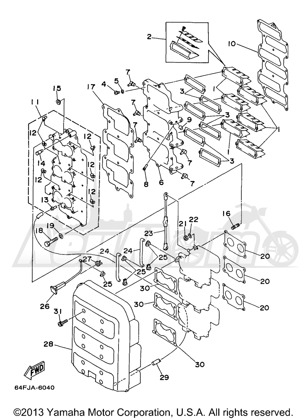 Запчасти для Лодочного мотора Yamaha 1998 D150TLRW Раздел: INTAKE | впуск
