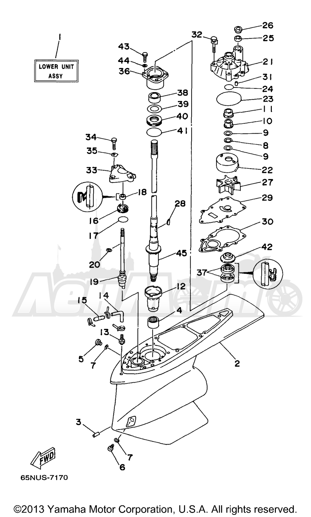 Запчасти для Лодочного мотора Yamaha 1998 D150TLRW Раздел: LOWER CASING DRIVE 1 | нижний CASING привод 1