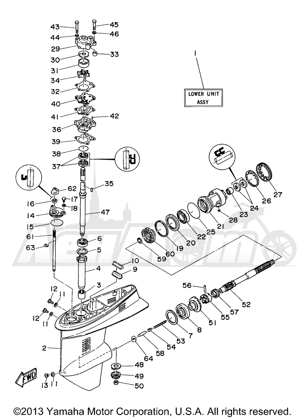 Запчасти для Лодочного мотора Yamaha 1998 E48MLHW Раздел: LOWER CASING DRIVE 1 | нижний CASING привод 1