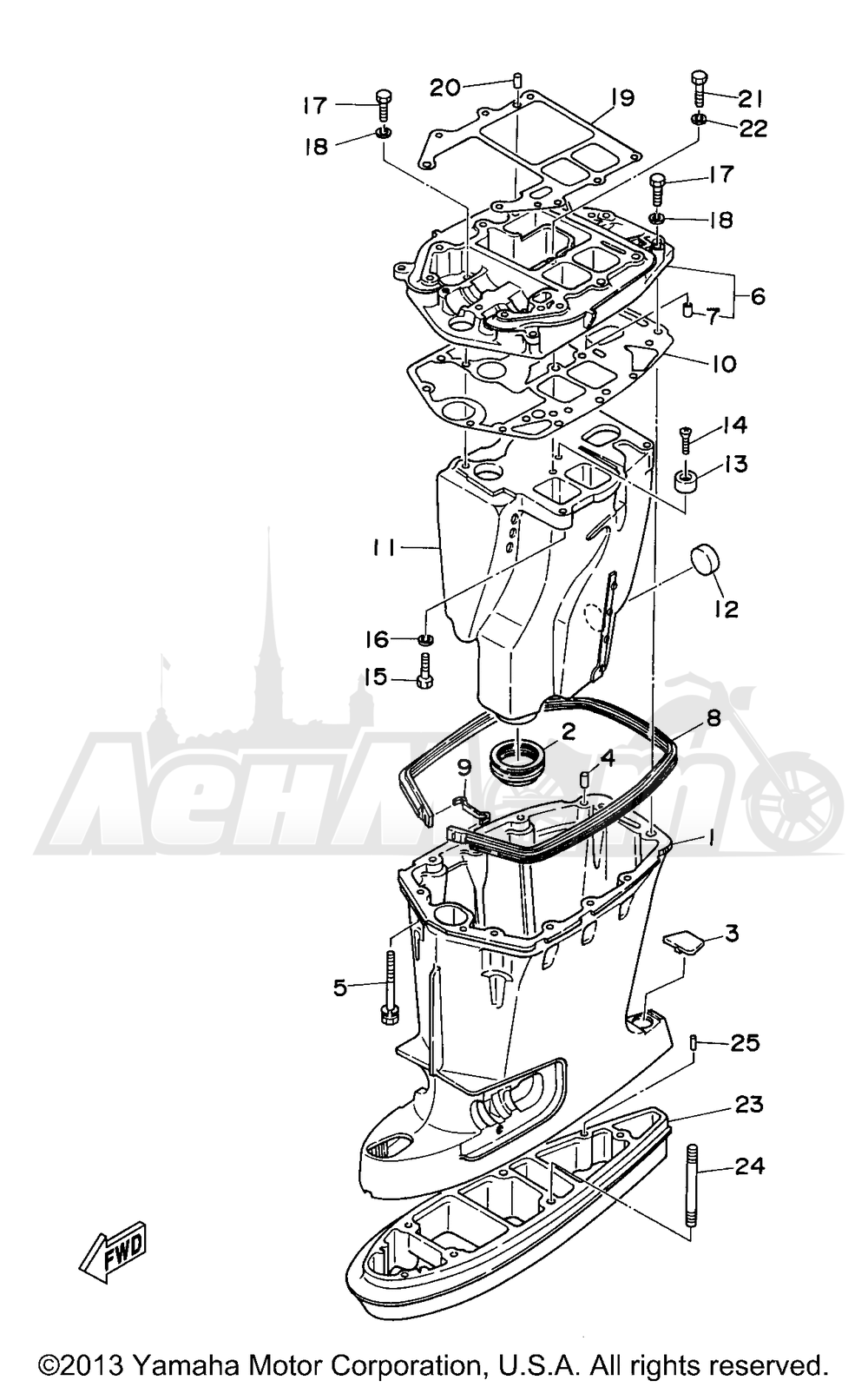 Запчасти для Лодочного мотора Yamaha 1998 E48MLHW Раздел: UPPER CASING | верхний CASING