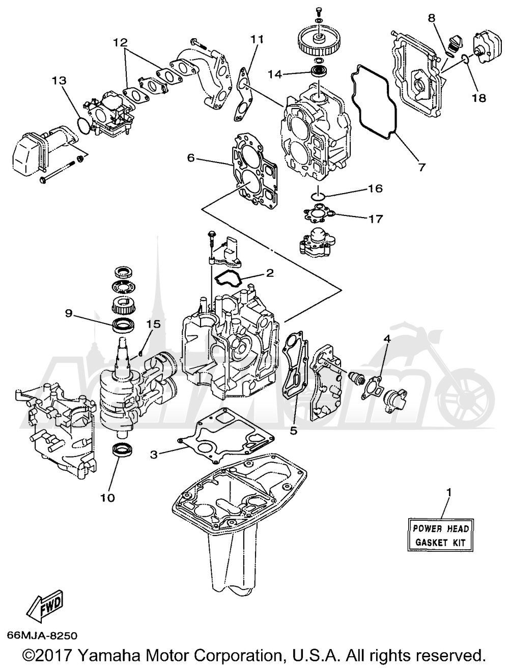 Запчасти для Лодочного мотора Yamaha 1998 F15ESHW/F15ELHW/F15MLHW/F15MSHW Раздел: REPAIR KIT 1 | ремкомплект 1