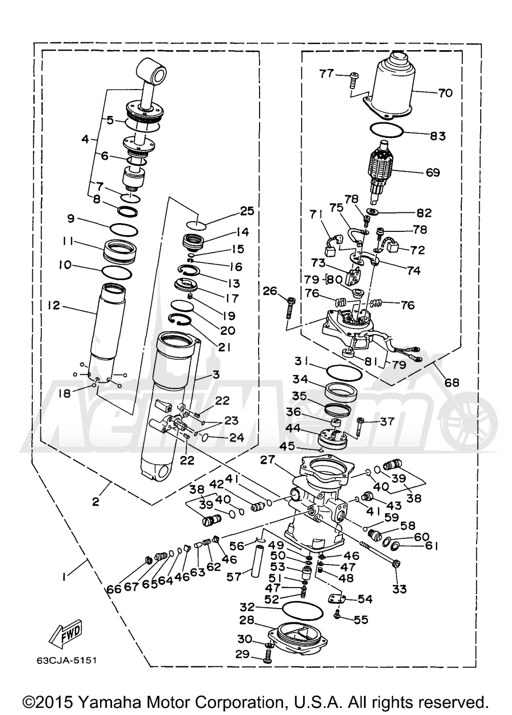 Запчасти для Лодочного мотора Yamaha 1998 F50TLRW/T50TLRW/F50TLHW Раздел: POWER TRIM TILT ASSEMBLY | мощность регулировка наклона в сборе