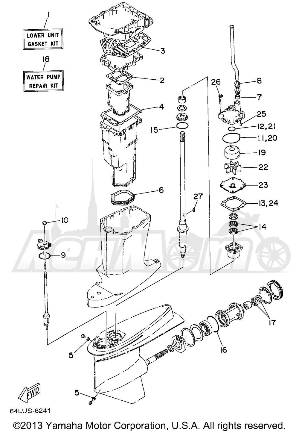Запчасти для Лодочного мотора Yamaha 1998 P200TLRW/P150TLRW/P175TLRW Раздел: REPAIR KIT 2 | ремкомплект 2