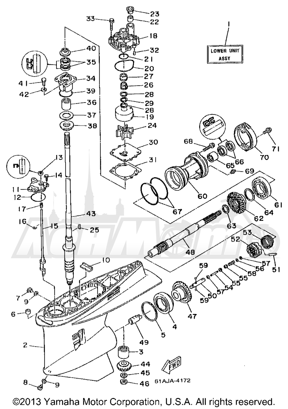 Запчасти для Лодочного мотора Yamaha 1998 V200TLRW Раздел: LOWER CASING DRIVE 1 | нижний CASING привод 1
