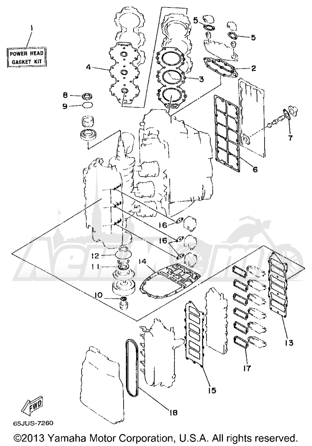 Запчасти для Лодочного мотора Yamaha 1998 V200TLRW Раздел: REPAIR KIT 1 | ремкомплект 1