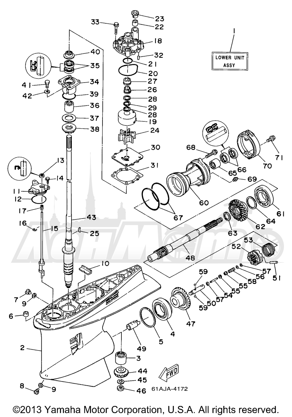 Запчасти для Лодочного мотора Yamaha 1998 V225TLRW Раздел: LOWER CASING DRIVE 1 | нижний CASING привод 1