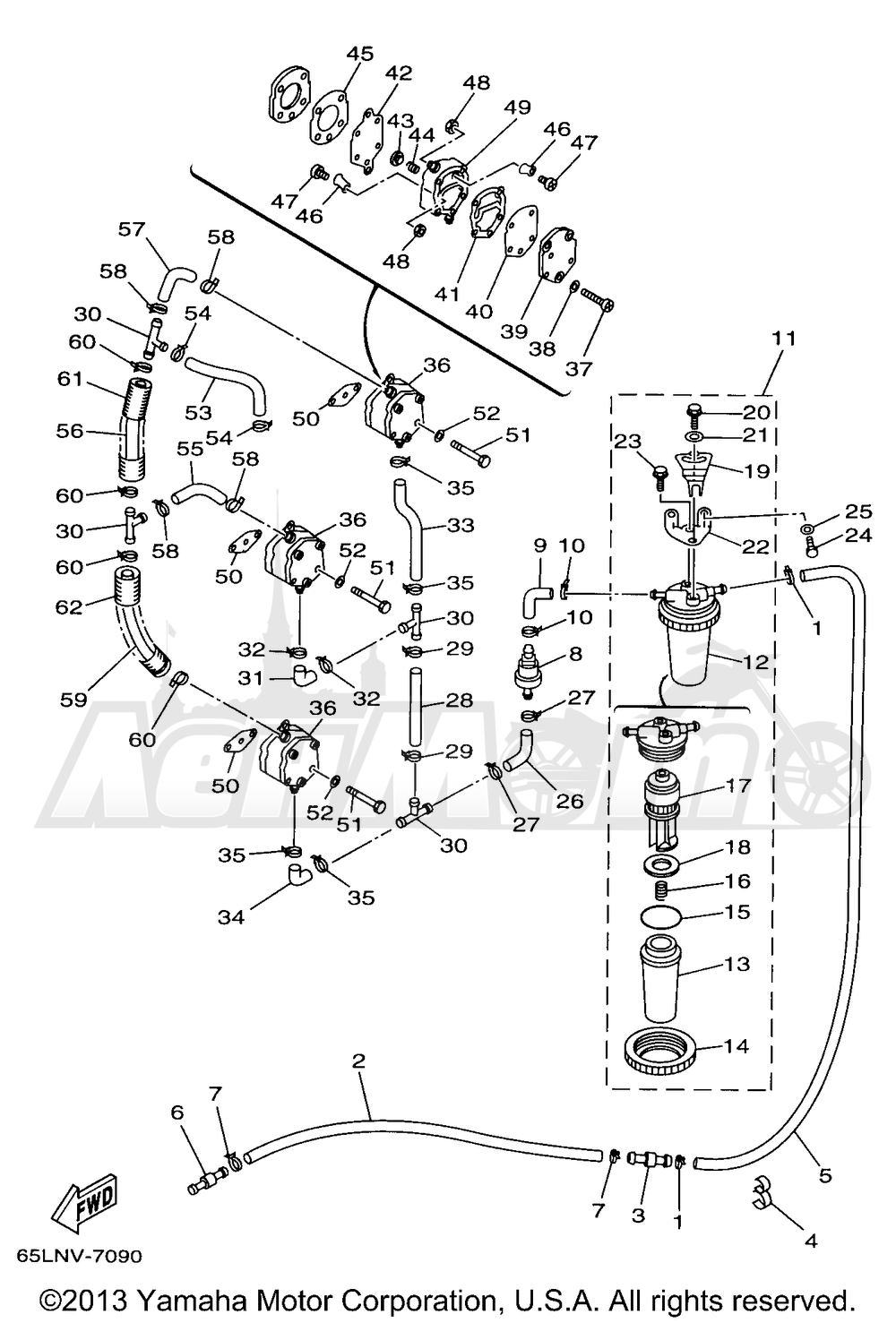 Запчасти для Лодочного мотора Yamaha 1998 V225TLRW Раздел: FUEL | топливо